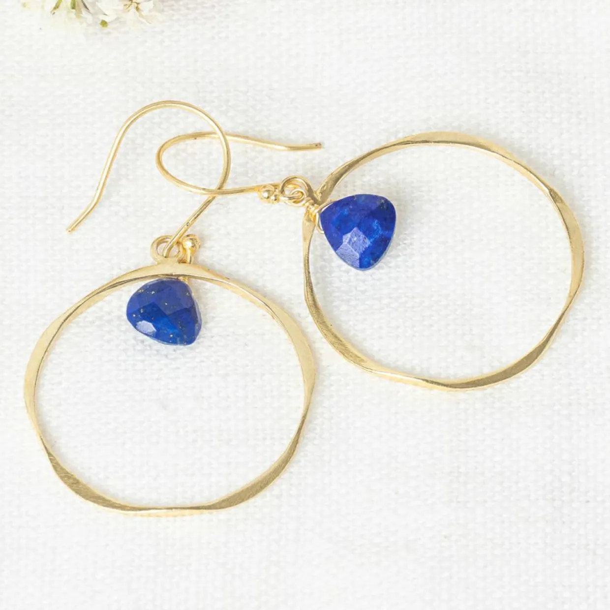Boucles d'oreilles Véro Lapis Lazuli en laiton doré-Moonstone New