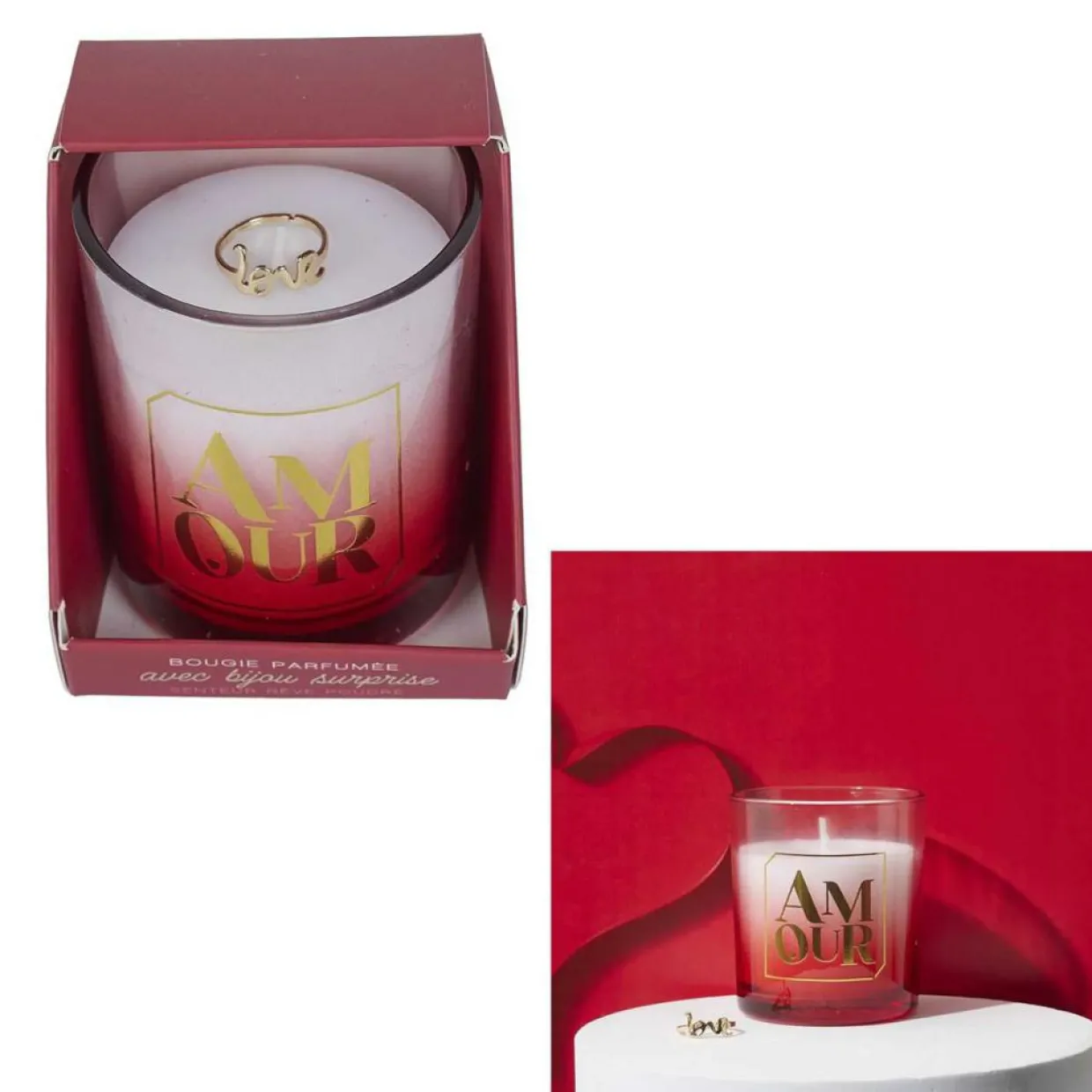 The Concept Factory Bougies^Bougie parfumée bague Amour rouge - 7.1x8.4x7.4 cm