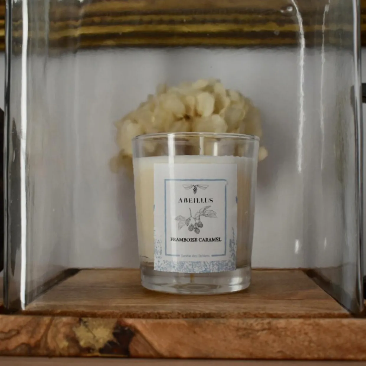 Abeillus Bougies^Bougie parfumée Jardin rêvé Jardin des délices Framboise caramel ivoire - 45h