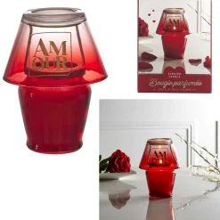 Bougie Parfumee Lampe Amour rouge - 9.7x12.5x9.7 cm-The Concept Factory New