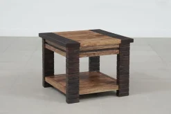 Bout de canapé Bois Massif Acacia Moon Marron - 50x50x40 cm-Bois & Chiffons Discount