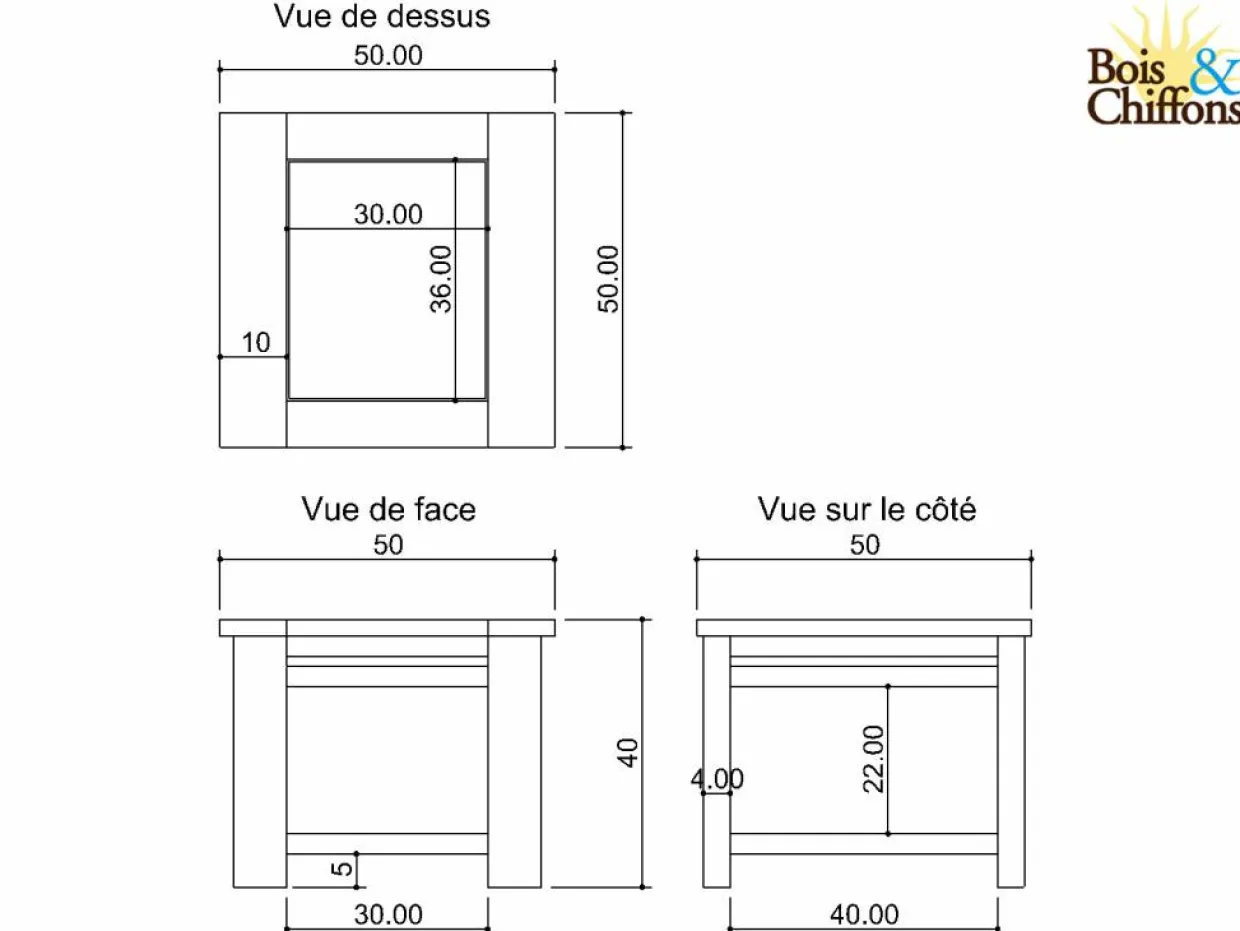 Bout de canapé Bois Massif Acacia Moon Marron - 50x50x40 cm-Bois & Chiffons Discount