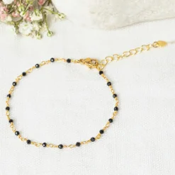 Bracelet Elisa Jade noire en laiton doré-Moonstone Hot