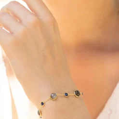 Femme Moonstone Bracelets^Bracelet Neela Labradorite & Jade en laiton doré