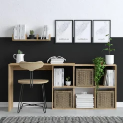 Wooden Art Bureaux^Bureau + etagère blake chêne - 74x145x45 cm