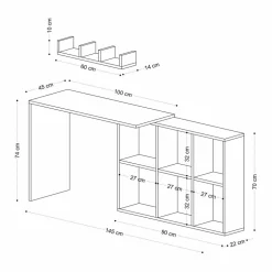 Wooden Art Bureaux^Bureau + etagère blake chêne - 74x145x45 cm