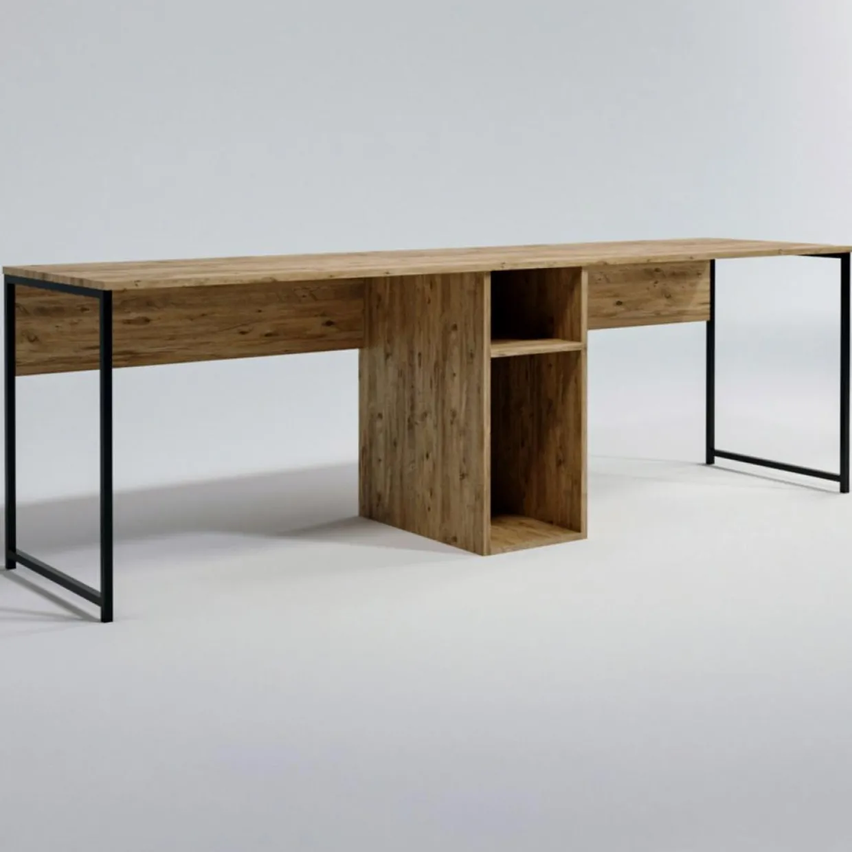 Bureau ikili calisma chêne - 240x74x60 cm-Wooden Art Online