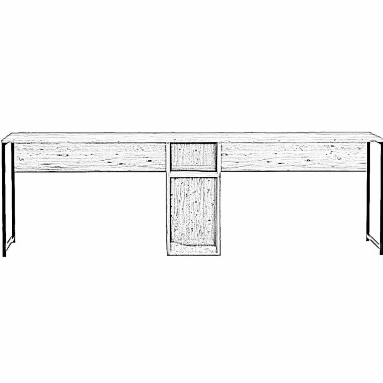 Bureau ikili calisma chêne - 240x74x60 cm-Wooden Art Online