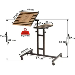 Wooden Art Bureaux^Bureau mobile à roulettes Glen 768 noir - 67x87x45.5 cm