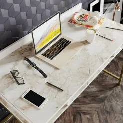 Bureau Tumata doré/blanc - 119.5x62x75.2 cm-Homitis Hot