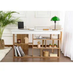Bureau Vesper blanc/pin - 130x72x50 cm-Homitis Discount