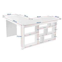 Bureau Vesper blanc/pin - 130x72x50 cm-Homitis Discount