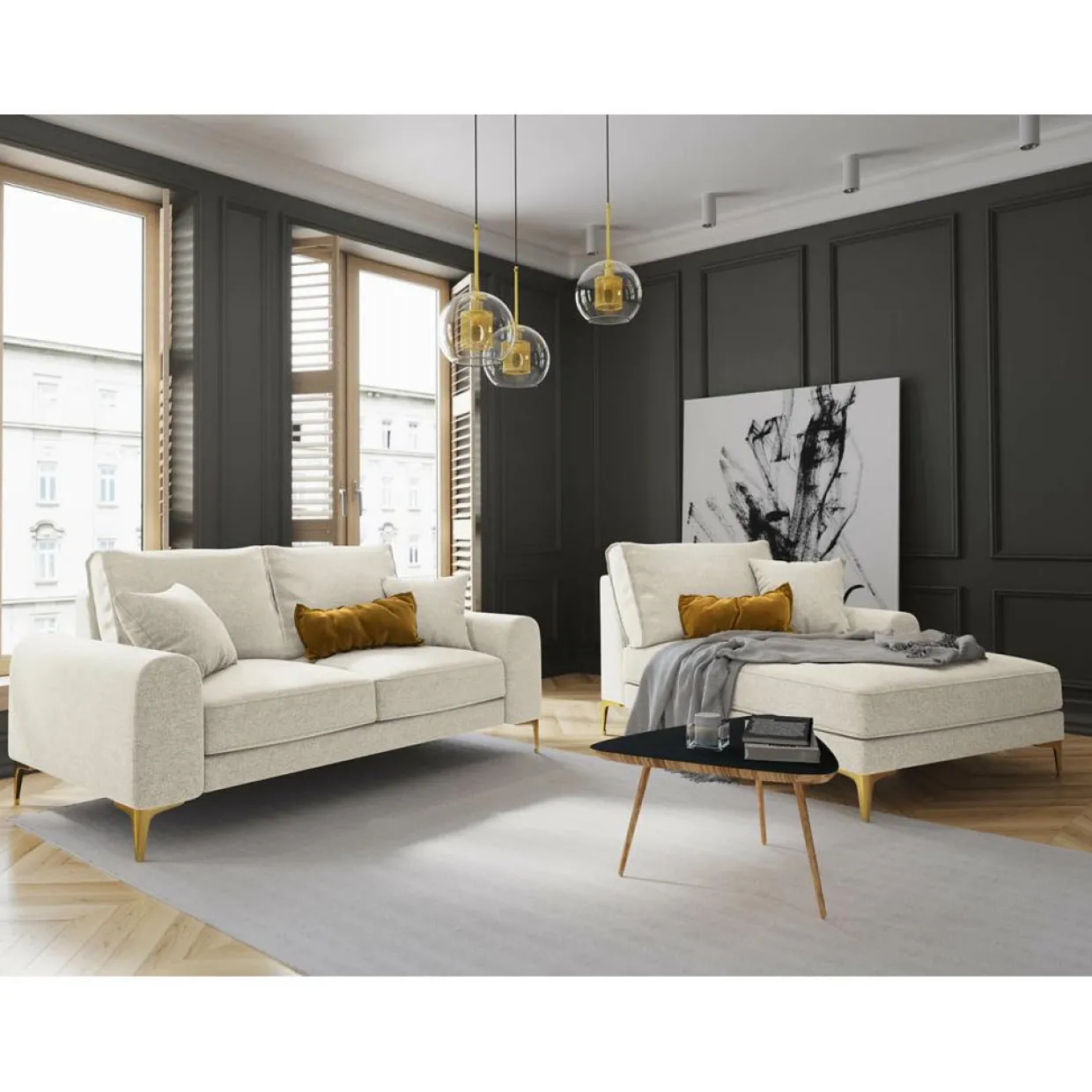 Mazzini Sofas Canapés^Canapé 2 places Madara beige clair - 172x102x90 cm