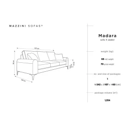 Canapé 4 places Madara beige clair - 237x102x90 cm-Mazzini Sofas