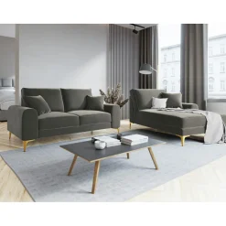 Canapé 2 places velours madara gris - 172x102x90 cm-Mazzini Sofas New
