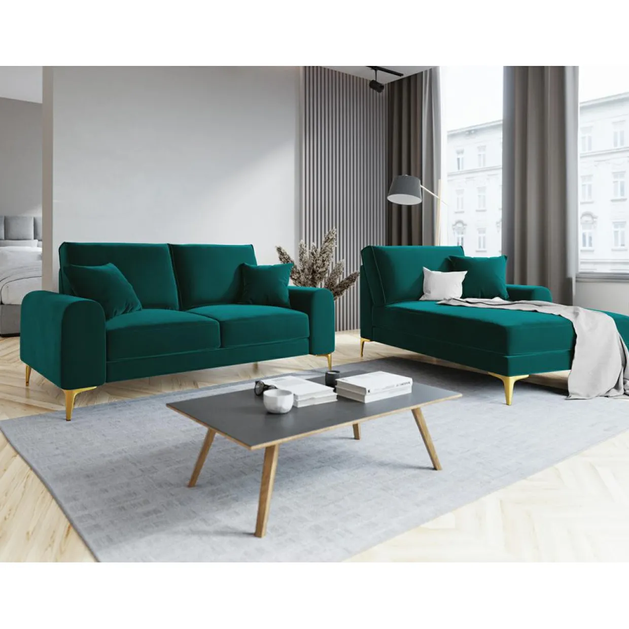 Canapé 2 places velours madara turquoise - 172x102x90 cm-Mazzini Sofas
