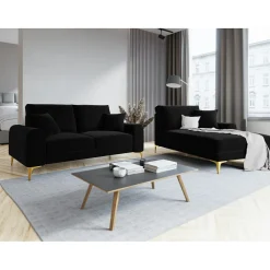 Canapé 2 places velours madara noir - 172x102x90 cm-Mazzini Sofas