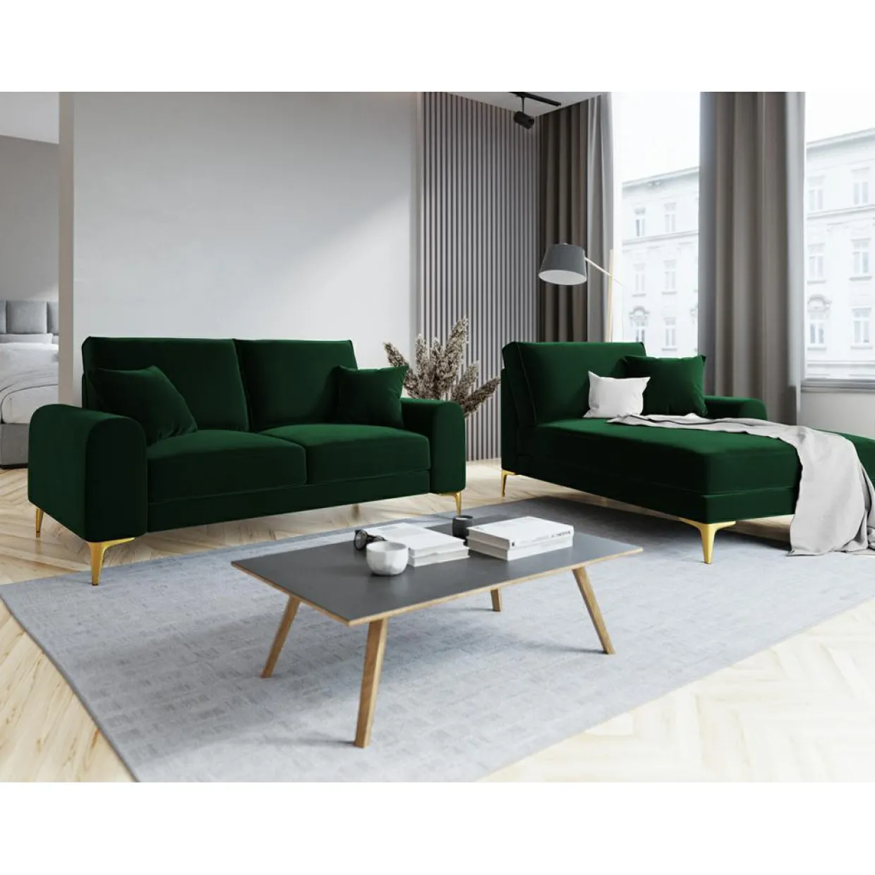 Canapé 2 places velours madara vert bouteille - 172x102x90 cm-Mazzini Sofas Online