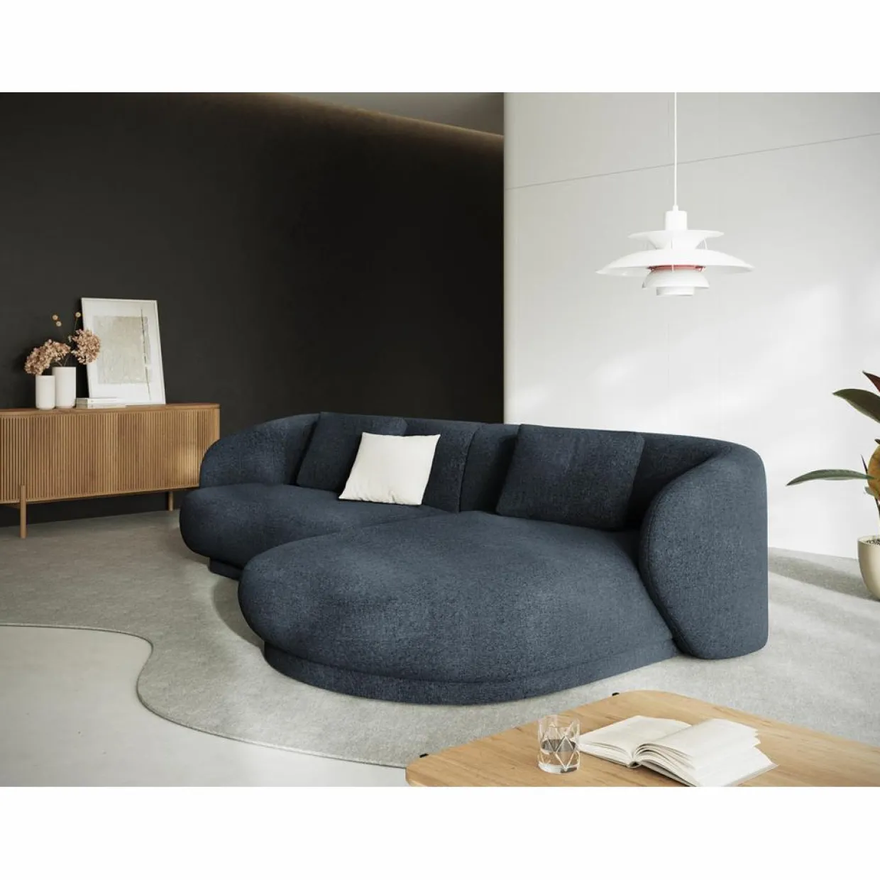 Canapé angle droit Linden Chenille 4 Places bleu - 289x177x72 cm-Mazzini Sofas Outlet