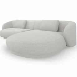 Canapé angle droit Linden Chenille 4 Places argenté chiné - 289x177x72 cm-Mazzini Sofas Online