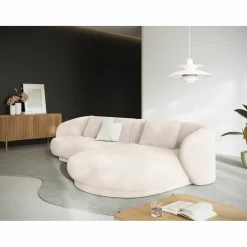 Canapé angle droit Linden Chenille 4 Places beige clair - 289x177x72 cm-Mazzini Sofas Discount