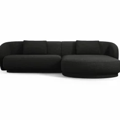 Mazzini Sofas Canapés^Canapé angle droit Linden Chenille 4 Places noir - 289x177x72 cm
