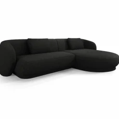 Mazzini Sofas Canapés^Canapé angle droit Linden Chenille 4 Places noir - 289x177x72 cm