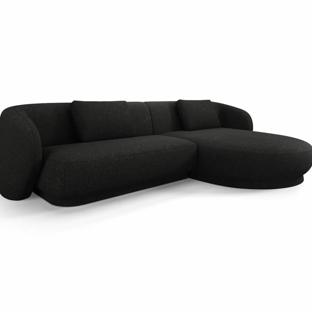 Mazzini Sofas Canapés^Canapé angle droit Linden Chenille 4 Places noir - 289x177x72 cm