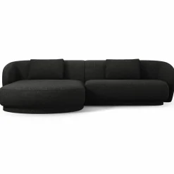 Canapé angle gauche Linden Chenille 4 Places noir - 289x177x72 cm-Mazzini Sofas Sale