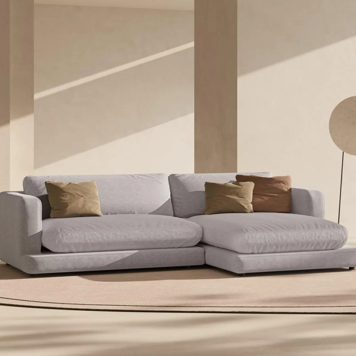Canapé d'angle droit Daphne 4 Places Gris chaud - 270x170x86 cm-Mazzini Sofas