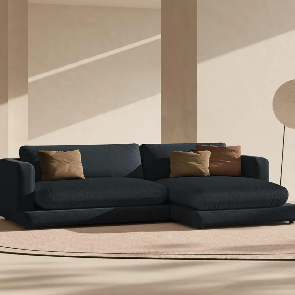 Canapé d'angle droit Daphne 4 Places Noir - 270x170x86 cm-Mazzini Sofas New