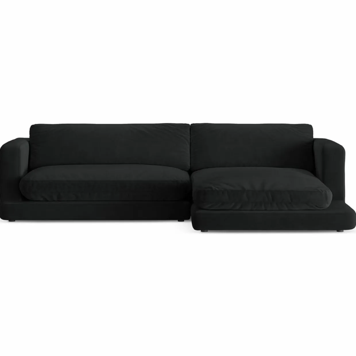Canapé d'angle droit en Velours Daphne 4 Places Noir - 270x170x86 cm-Mazzini Sofas Outlet