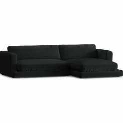 Canapé d'angle droit en Velours Daphne 4 Places Noir - 270x170x86 cm-Mazzini Sofas Outlet