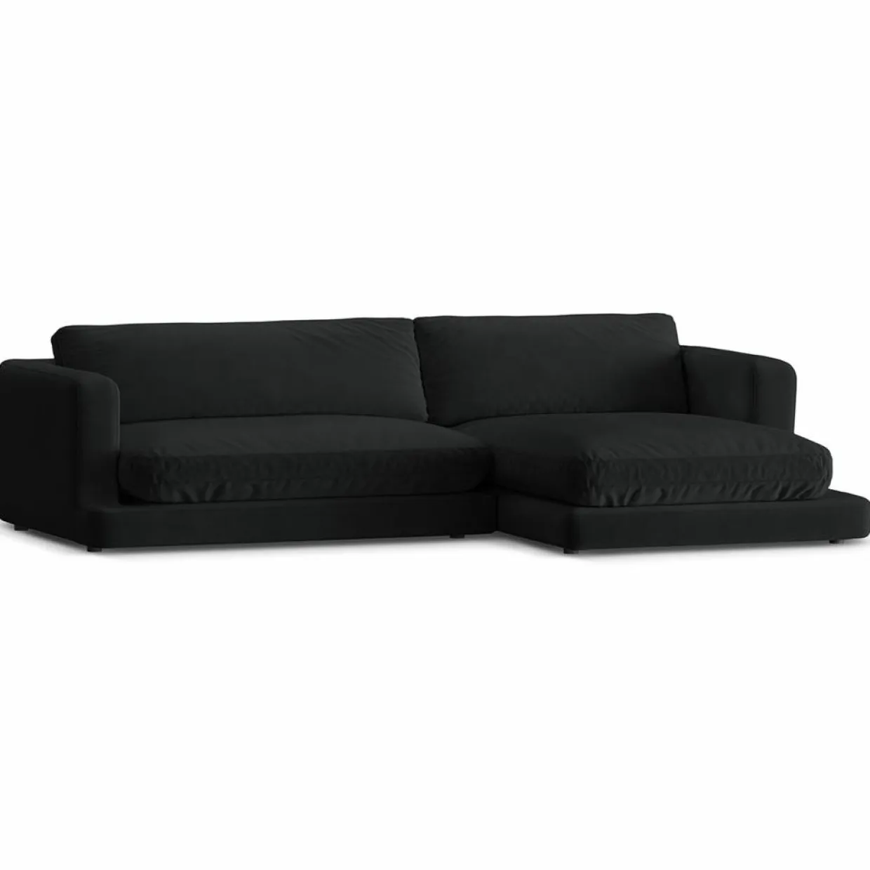 Canapé d'angle droit en Velours Daphne 4 Places Noir - 270x170x86 cm-Mazzini Sofas Outlet