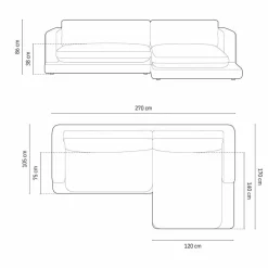 Canapé d'angle droit en Velours Daphne 4 Places Noir - 270x170x86 cm-Mazzini Sofas Outlet