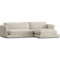 Mazzini Sofas Canapés^Canapé d'angle droit en Velours Daphne 4 Places Beige Clair - 270x170x86 cm