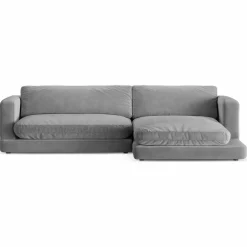 Mazzini Sofas Canapés^Canapé d'angle droit en Velours Daphne 4 Places Gris Clair - 270x170x86 cm