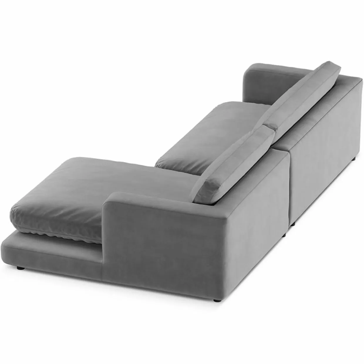 Mazzini Sofas Canapés^Canapé d'angle droit en Velours Daphne 4 Places Gris Clair - 270x170x86 cm