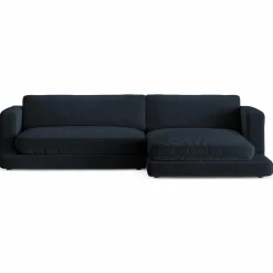 Canapé d'angle droit en Velours Daphne 4 Places Bleu Foncé - 270x170x86 cm-Mazzini Sofas Sale