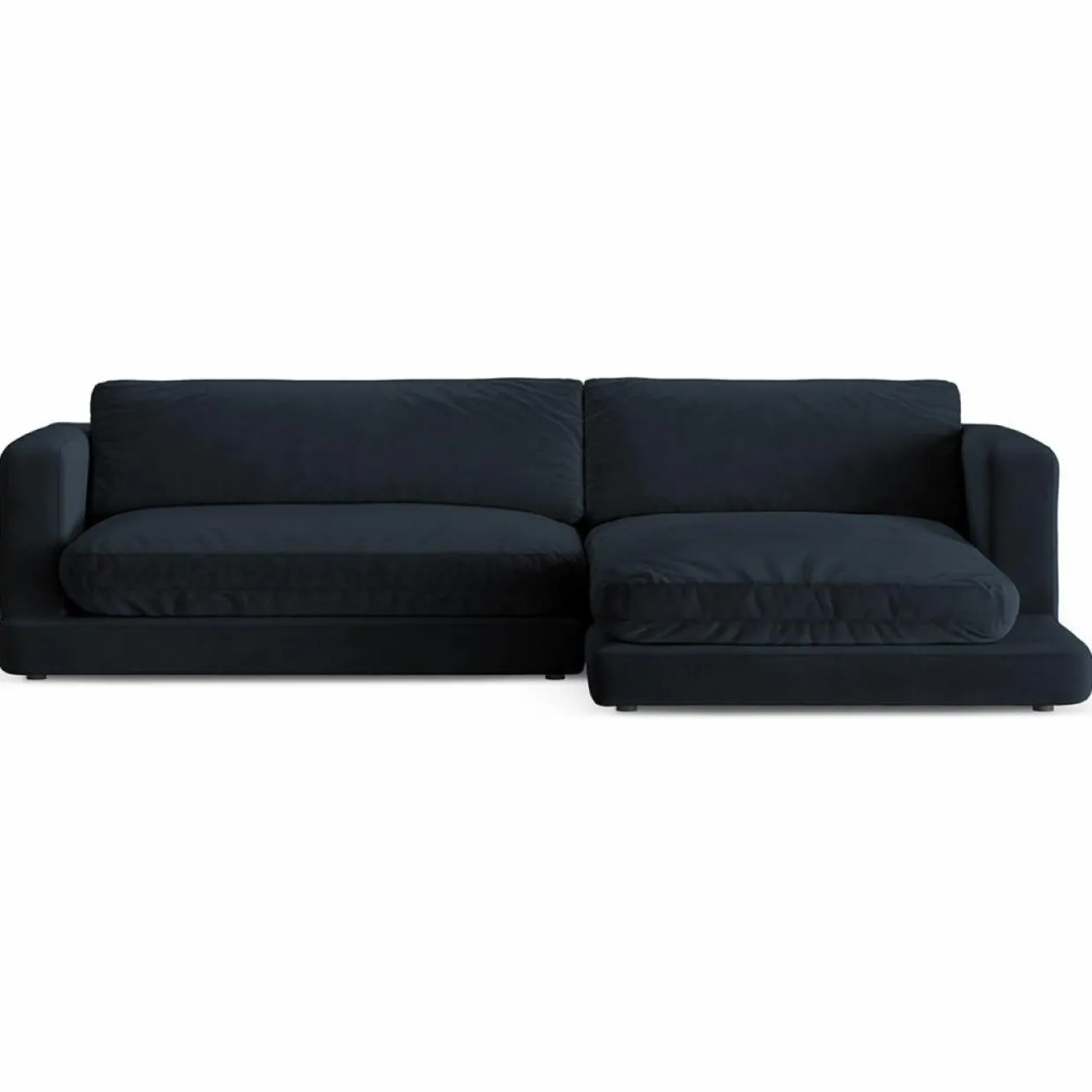 Canapé d'angle droit en Velours Daphne 4 Places Bleu Foncé - 270x170x86 cm-Mazzini Sofas Sale