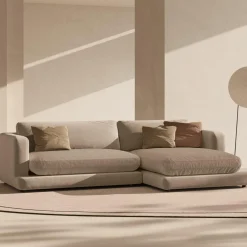 Canapé d'angle droit en Velours Daphne 4 Places Beige Foncé - 270x170x86 cm-Mazzini Sofas Clearance