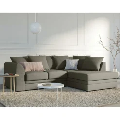 Canapé d'angle Droit Quince Velours côtelé 4 Places gris clair - 221x171x80 cm-Mazzini Sofas Clearance