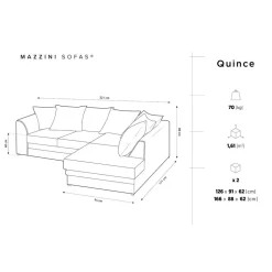 Canapé d'angle Droit Quince Velours côtelé 4 Places gris clair - 221x171x80 cm-Mazzini Sofas Clearance