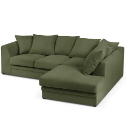 Mazzini Sofas Canapés^Canapé d'angle Droit Quince Velours côtelé 4 Places vert - 221x171x80 cm