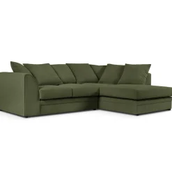 Mazzini Sofas Canapés^Canapé d'angle Droit Quince Velours côtelé 4 Places vert - 221x171x80 cm