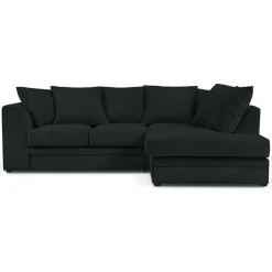 Mazzini Sofas Canapés^Canapé d'angle Droit Quince Velours côtelé 4 Places noir - 221x171x80 cm
