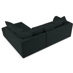 Mazzini Sofas Canapés^Canapé d'angle Droit Quince Velours côtelé 4 Places noir - 221x171x80 cm