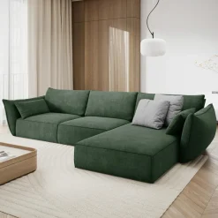 Mazzini Sofas Canapés^Canapé D'Angle Droit Vanda 5 Places 2 vert bouteille - 208x166x85 cm