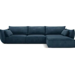 Canapé D'Angle Droit Vanda 5 Places 2 bleu roi - 208x166x85 cm-Mazzini Sofas Best