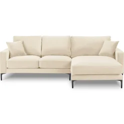 Mazzini Sofas Canapés^Canapé d'angle Droit Velours Venus 4 Places beige clair - 248x160x90 cm